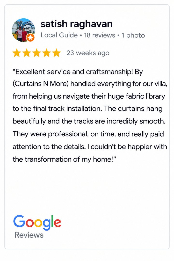 Customer Google review 2 - Curtains N More