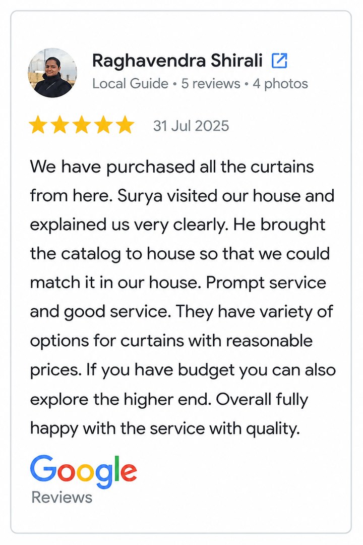 Customer Google review 6 - Curtains N More