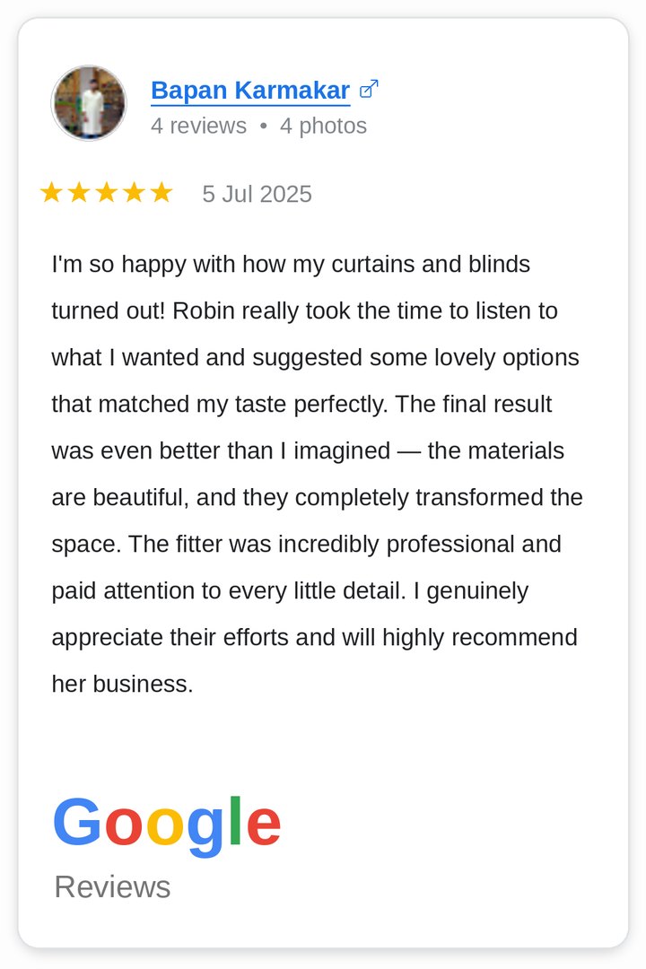 Customer Google review 10 - Curtains N More