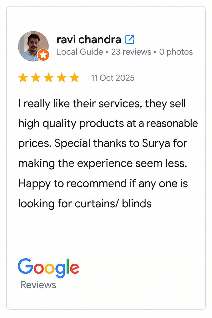 Customer Google review 13 - Curtains N More